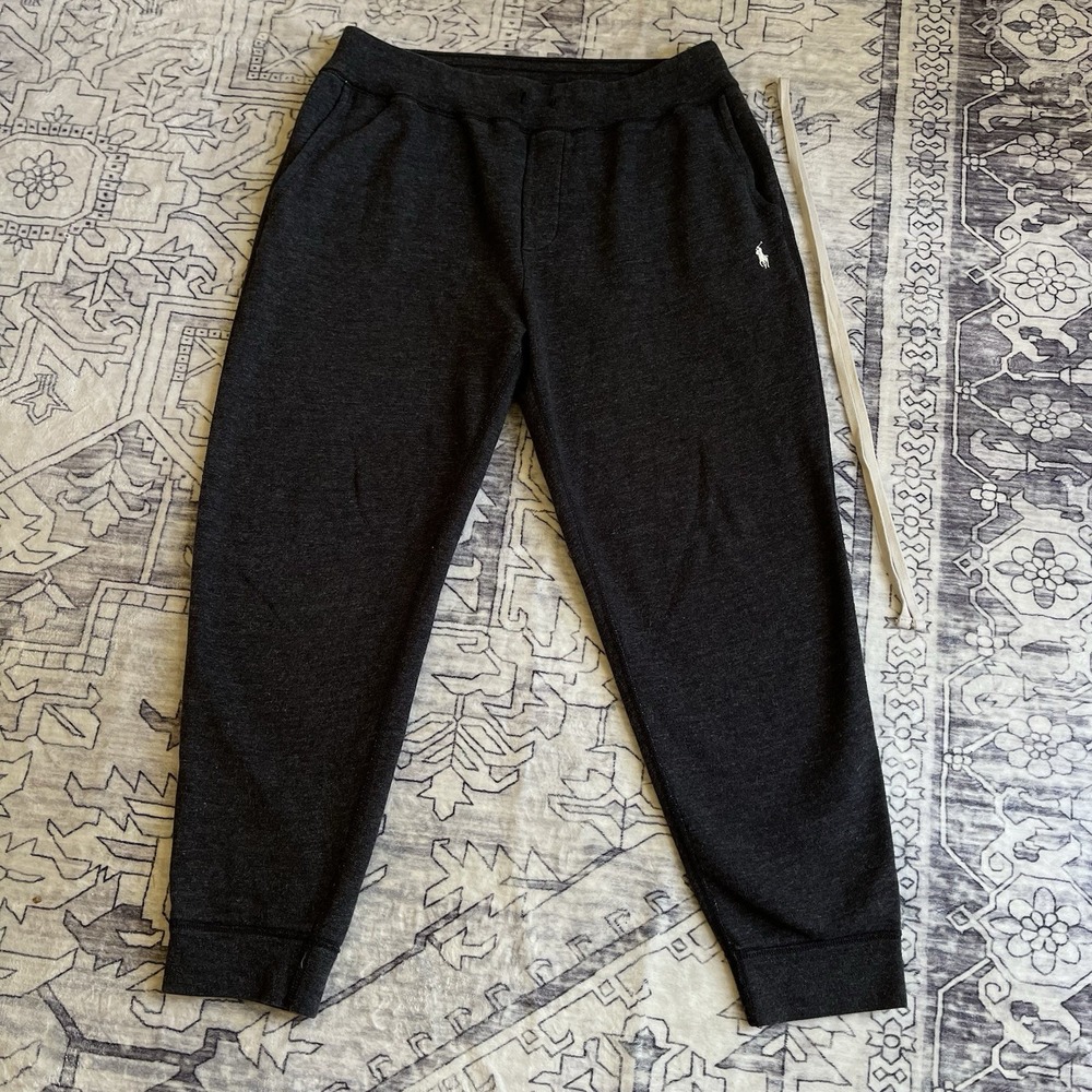 Polo Ralph Lauren Sweatpants Mens Large Gray Charcoal Athletic Joggers Pony Logo